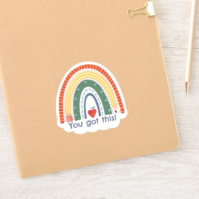 Individuelle Name Rainbow School Themed Inspivity Aufkleber (Notizbuch)