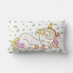 Individuelle Name Rainbow Unicorn Reversable Rosen Lendenkissen