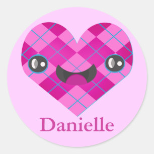 Individuelle Name Raute Kawaii Heart Sticker