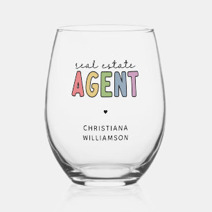 Individuelle Name Real Anwesen Agent Geschenke v Weinglas Ohne Stiel