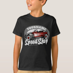Individuelle Name Red Frisierte Auto Roadster Spee T-Shirt