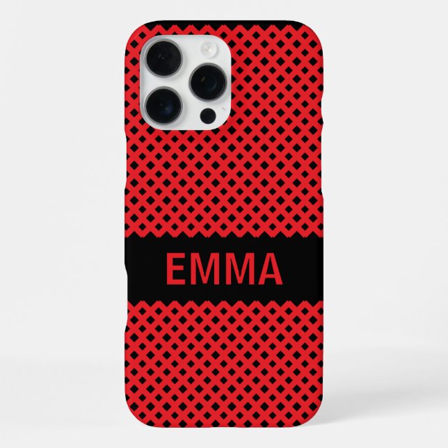 Individuelle Name Red Lines iPhone 16 Pro Max Hülle (Rückseite)