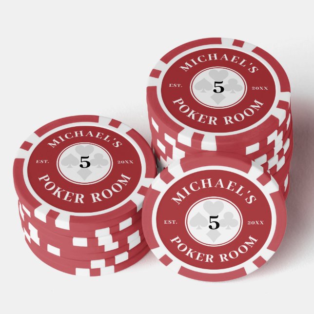 Individuelle Name Red & White Las Vegas Denominati Pokerchips (Stapel)