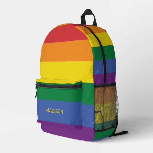 Individuelle Name-Regenbogenflagge Bedruckter Rucksack (Rückseitige Ecke Rechts)