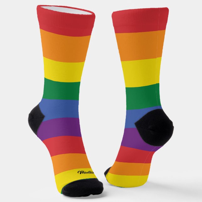 Individuelle Name-Regenbogenflagge Socken (Gewinkelt)