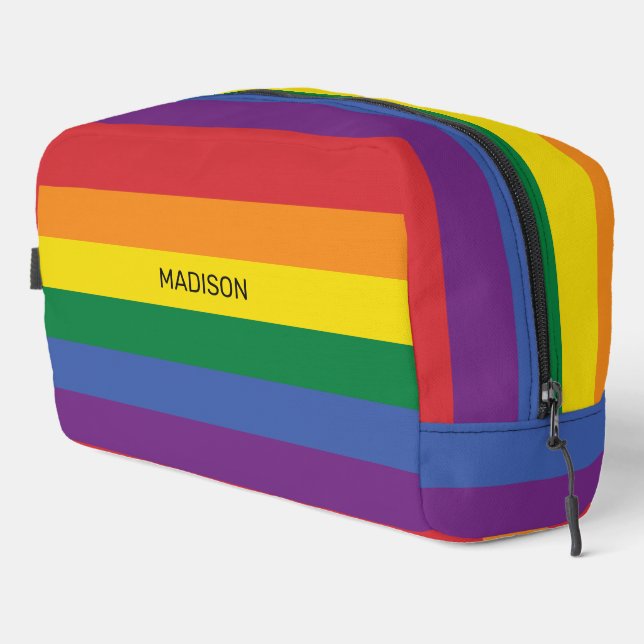 Individuelle Name-Regenbogenflagge Waschbeutel (Rechte Ecke)