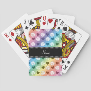 Individuelle Name Regenbogenkugeln und -herzen Spielkarten