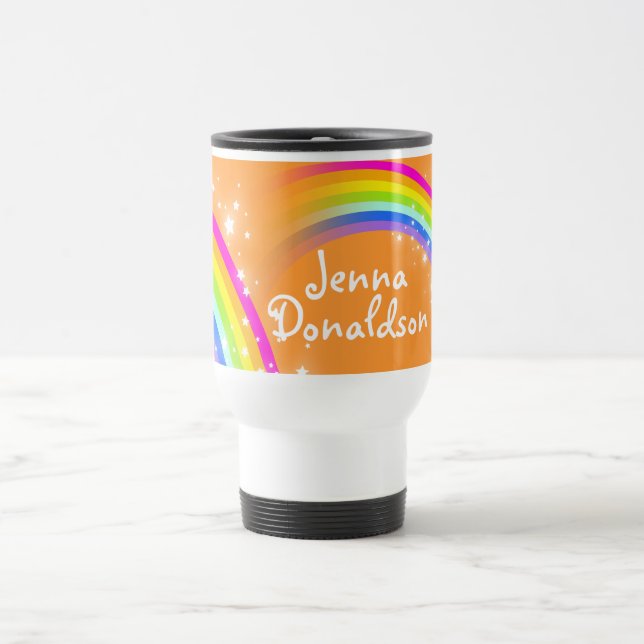 Individuelle Name Regenbogenorange / Club-Tasse Reisebecher (Mittel)