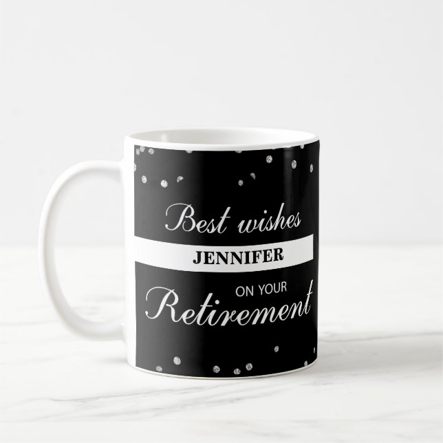 Individuelle Name, Rentenerwerb Glückwunsch Schwar Kaffeetasse (Links)