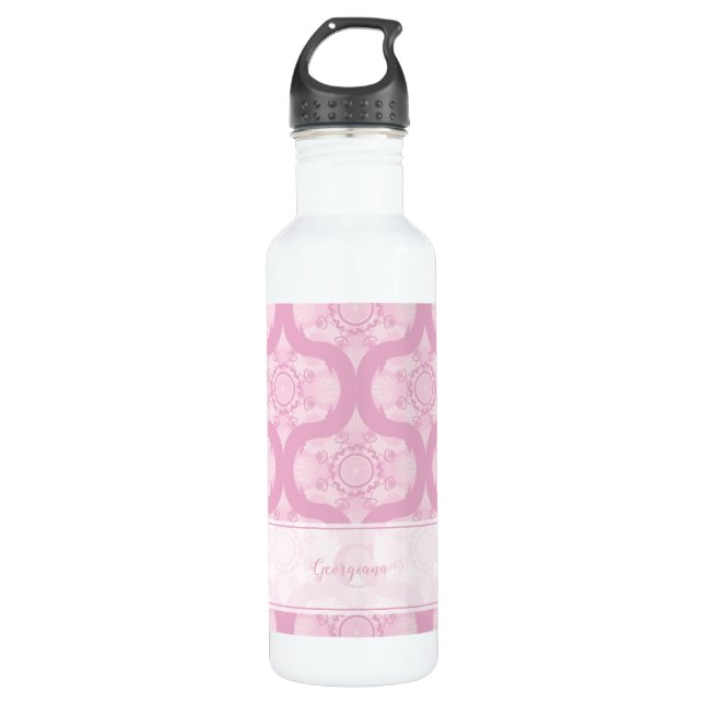 Individuelle Name Retro 1970er Preppy in Pink Mand Edelstahlflasche (Vorderseite)