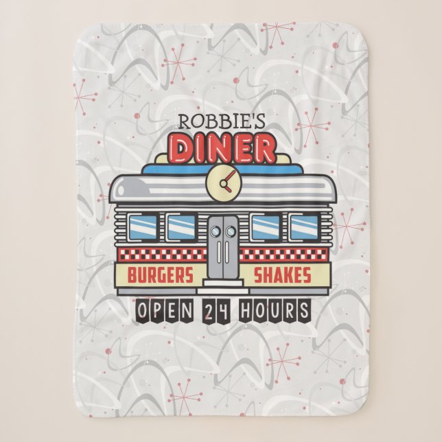 Individuelle Name Retro 50er Diner Sign Fifties At Sherpadecke (Vorderseite)
