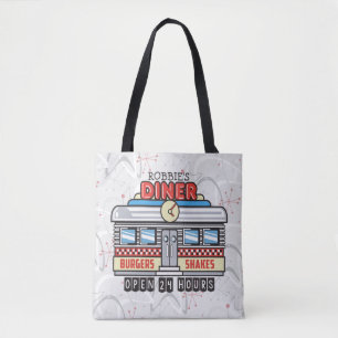 Individuelle Name Retro 50er Diner Sign Fifties At Tasche