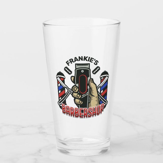 Individuelle Name Retro Barber Shop Pole Barbersho Glas (Vorderseite)