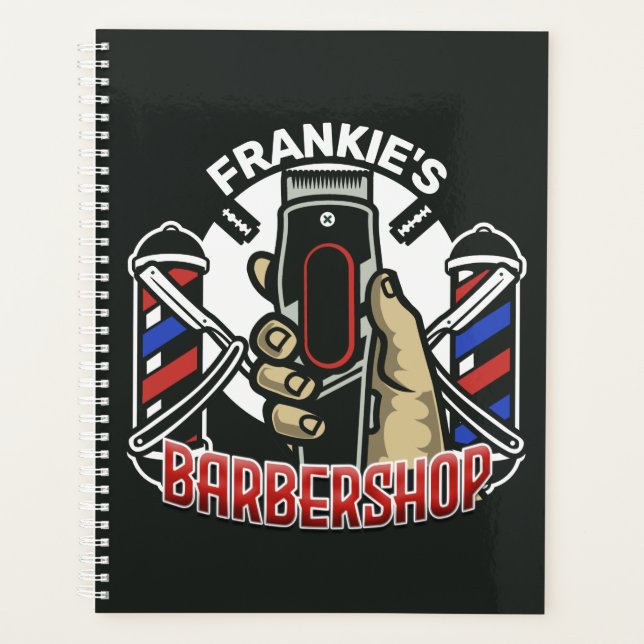 Individuelle Name Retro Barber Shop Pole Barbersho Planer (Vorderseite)