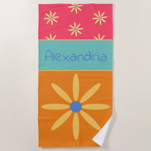 Individuelle Name Retro Blume Strandtuch