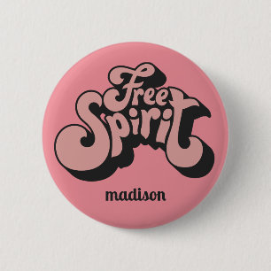 Individuelle Name Retro "Free Spirit" Button