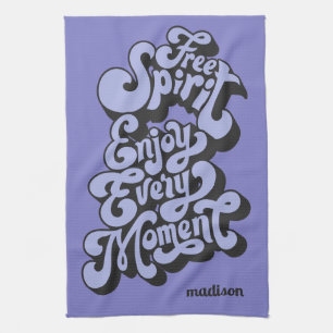Individuelle Name Retro "Free Spirit" Geschirrtuch