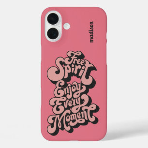 Individuelle Name Retro "Free Spirit" iPhone 16 Plus Hülle