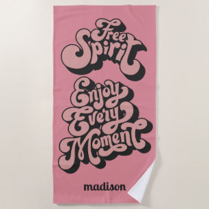 Individuelle Name Retro "Free Spirit" Strandtuch