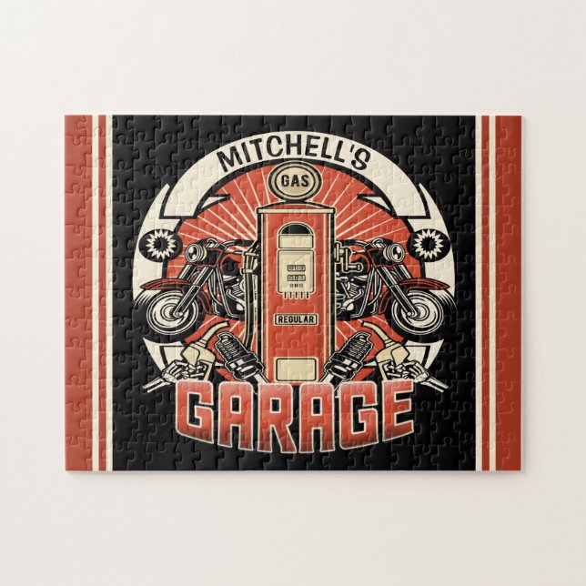 Individuelle Name Retro Gaspumpe Motorradfahrer Ga (Horizontal)