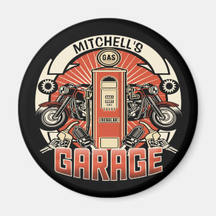 Individuelle Name Retro Gaspumpe Motorradfahrer Ga Magnet