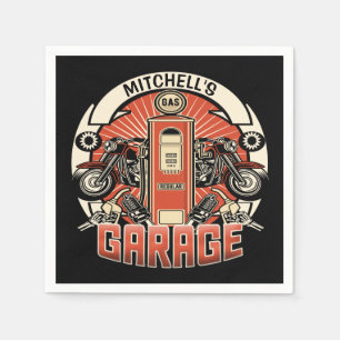 Individuelle Name Retro Gaspumpe Motorradfahrer Ga Serviette