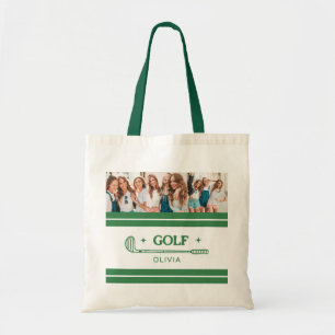 Individuelle Name Retro Green Golf Liebhaber Foto Tragetasche