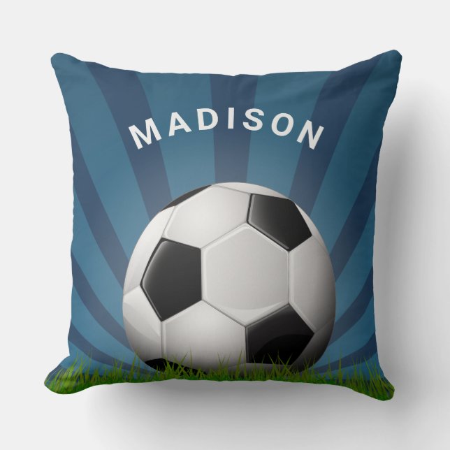 Individuelle Name Retro Soccer Ball Kissen (Vorderseite)