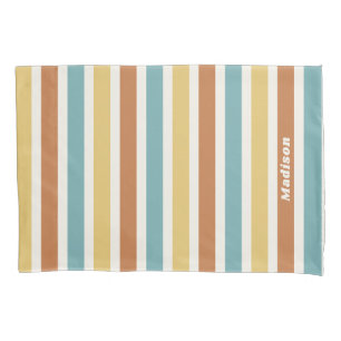 Individuelle Name-Retro-Streifenmuster Kissenbezug
