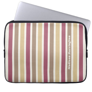 Individuelle Name-Retro-Streifenmuster Laptopschutzhülle