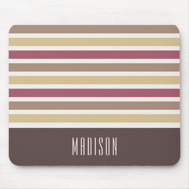 Individuelle Name-Retro-Streifenmuster Mousepad (Vorne)