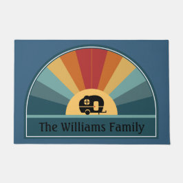 Individuelle Name Retro Sunrise Camper in Dusky To Fußmatte