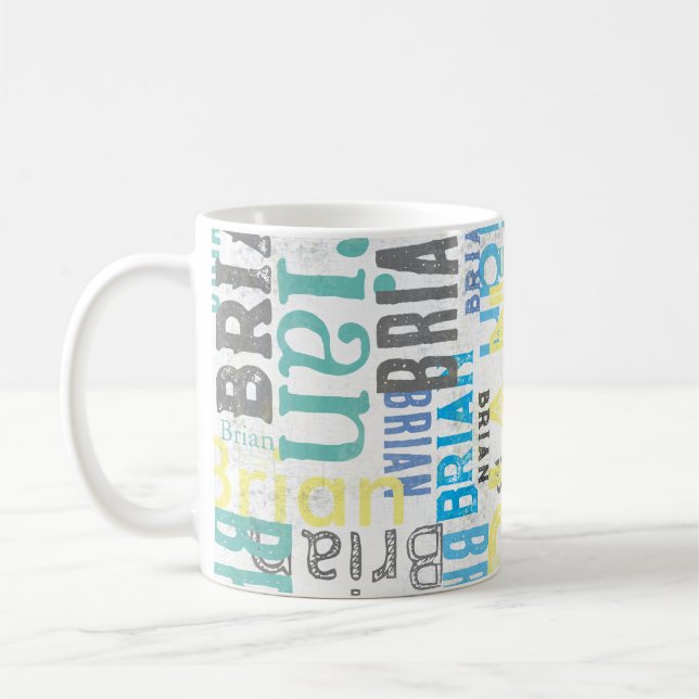 Individuelle Name Retro Typografie Kaffeetasse (Links)