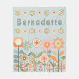 Individuelle Name Retro Vintage Wildblume Blumenst Fleecedecke