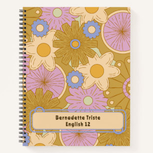 Individuelle Name Retro Vintage Wildblume Blumenst Notizbuch