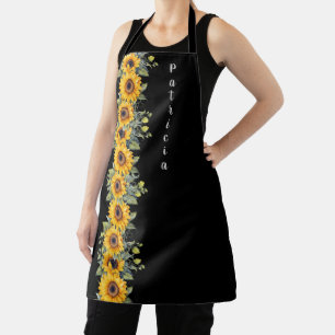 Individuelle Name Retro Womens Sonnenblumen Gelb Schürze