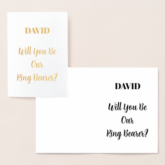Individuelle Name Ringbearer Hochzeit Einfache Min Folienkarte (Anzeige)
