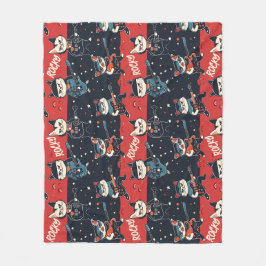 INDIVIDUELLE NAME Rock n' Roll Cats | Rot und Schw Fleecedecke