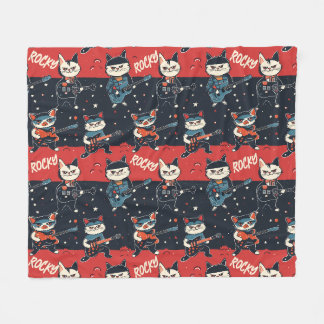 INDIVIDUELLE NAME Rock n' Roll Cats | Rot und Schw Fleecedecke