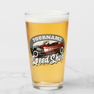 Individuelle Name Rockabilly Roadster Speed Shop G Glas