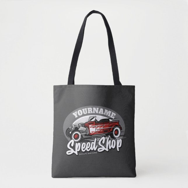 Individuelle Name Rockabilly Roadster Speed Shop G Tasche (Vorderseite)