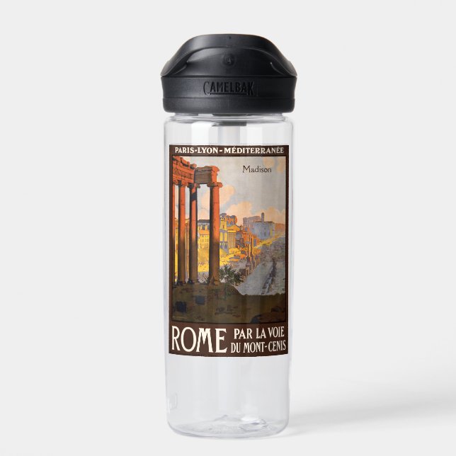Individuelle Name Rom Italien Vintage Reisen Trinkflasche (Rückseite)
