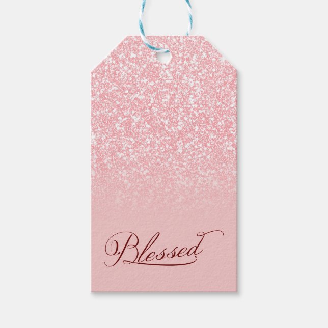 Individuelle Name Rosa Glitzer Farbe F3C0C0 Geschenkanhänger (Vorderseite)