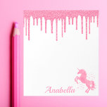 Individuelle Name Rosa Glitzer Tropfen Sterne Einh Notizblock<br><div class="desc">Rosa Glitzer Tropfen Stars Einhorn Notepad,  Individuelle Name</div>