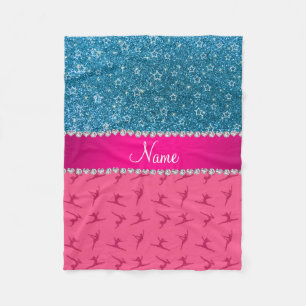 Individuelle Name Rosa Gymnastik blauer Glitzer St Fleecedecke