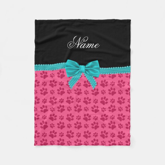Individuelle Name Rosa Hundekuchen türkisfarbener  Fleecedecke (Vorderseite)