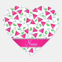 Individuelle Name Rosa Kosmos Limes Herz-Aufkleber