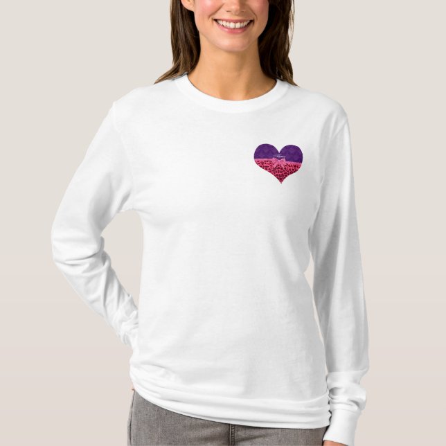 Individuelle Name Rosa Leopard lila Damastbogen T-Shirt (Vorderseite)