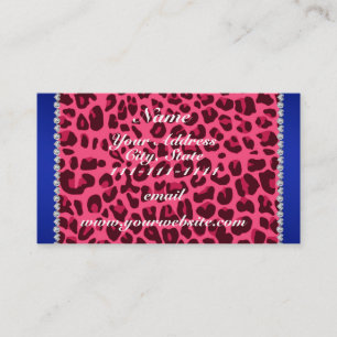 Individuelle Name Rosa Leoparden druckblau Streife Visitenkarte