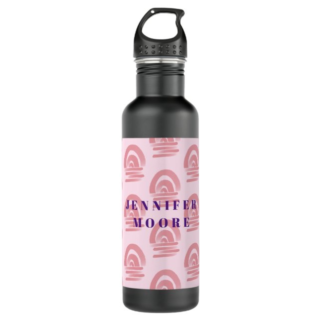 Individuelle Name Rosa Regenbogenmuster Edelstahlflasche (Vorderseite)